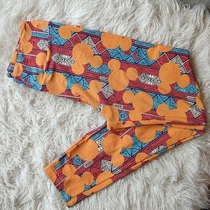 Mickey Mouse Lula Roe Aztec Tribal Soft Legging Pants Orange OS